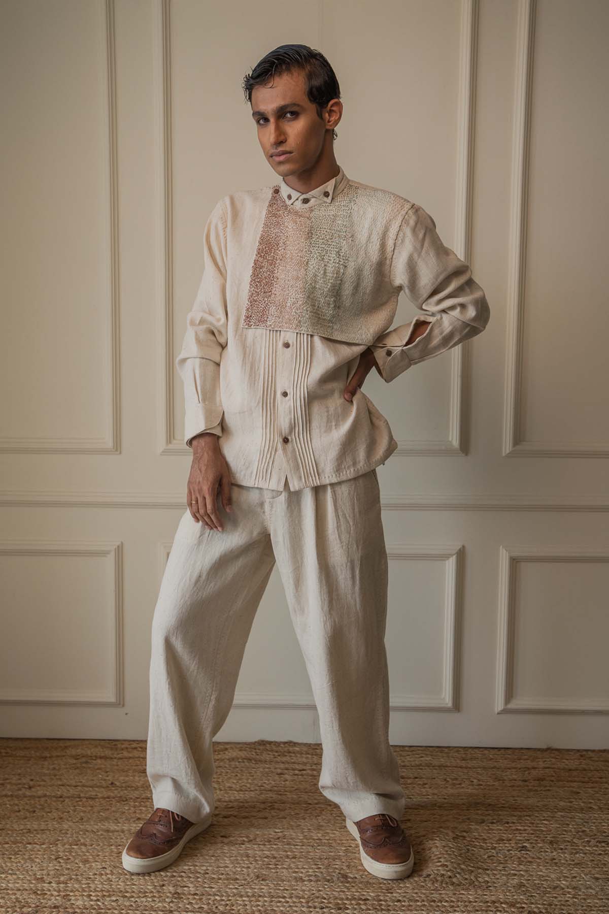 Buy Designer Kora Cotton Extra Flap Shirt By Lafaani